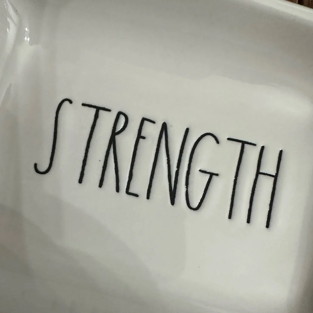 Rae Dunn Strength Trinket Tray in White